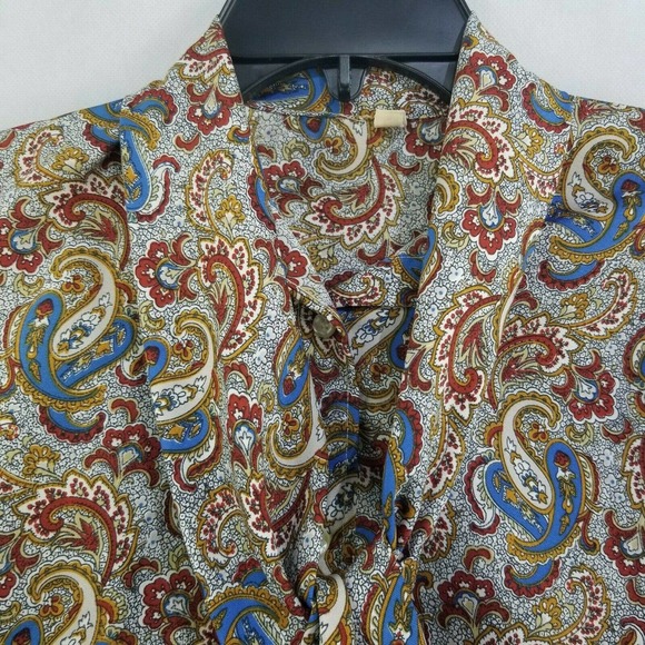 Vintage Tie Neck Blouse LS Paisley Top Size 11/12 - Picture 2 of 10